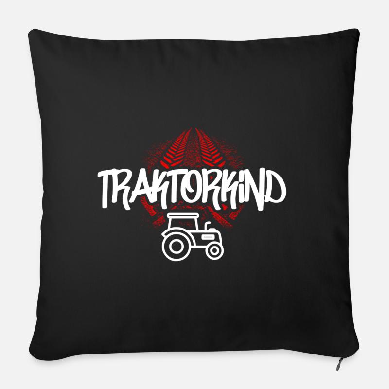 Traktorkind – Mit Erde unter den Reifen - Sofakissenbezug 45 x 45 cm - Schwarz