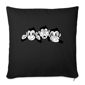 3 wise monkeys - Sofa pillowcase 17,3'' x 17,3'' (45 x 45 cm) - black - Front