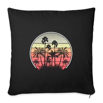 Tropical Sunset Palm Trees Silhouette - Sofa pillowcase 17,3'' x 17,3'' (45 x 45 cm) - black - Front