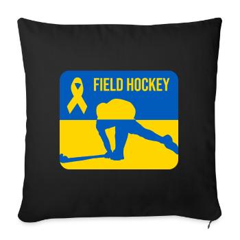 Solidarité avec le hockey sur gazon ukrainien - Housse de coussin décorative 45 x 45 cm - noir - Devant