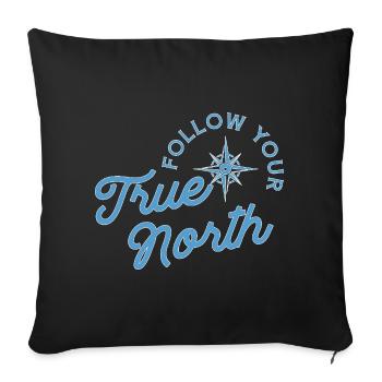 Motif de boussole avec message d'aventure - Housse de coussin décorative 45 x 45 cm - noir - Devant