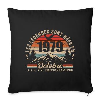 October 1979 Birthday Gift 1979 October 1979 - Sofa pillowcase 17,3'' x 17,3'' (45 x 45 cm) - black - Front