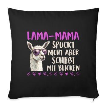 Bientôt maman LLAMA MAMAN NE CRACHE PAS REGARDS - Housse de coussin décorative 45 x 45 cm - noir - Devant