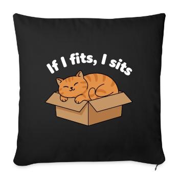 Chat ronronnant dans un mème en carton - Housse de coussin décorative 45 x 45 cm - noir - Devant