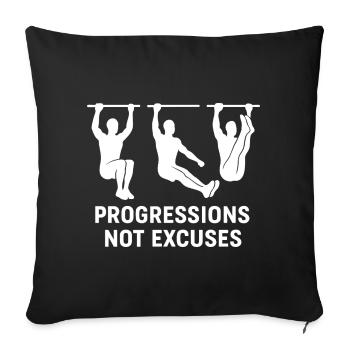Progressions Not Excuses Calisthenics Fitness Gym - Sofa pillowcase 17,3'' x 17,3'' (45 x 45 cm) - black - Front