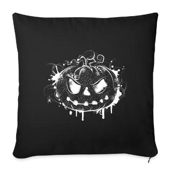 Citrouille d’Halloween effrayante au look graffiti - Housse de coussin décorative 45 x 45 cm - noir - Devant