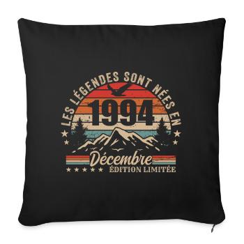 Rétro Décembre 1994 - Cadeau 31 Ans - Housse de coussin décorative 45 x 45 cm - noir - Devant