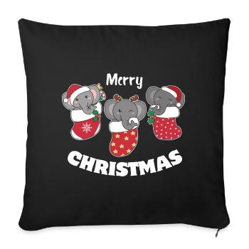 De jolis éléphants dans une chaussette de Noël pour Noël - Housse de coussin décorative 45 x 45 cm - noir - Devant