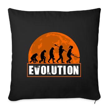 Évolution du hockey sur gazon Joueuse Hockey féminine Fille - Housse de coussin décorative 45 x 45 cm - noir - Devant