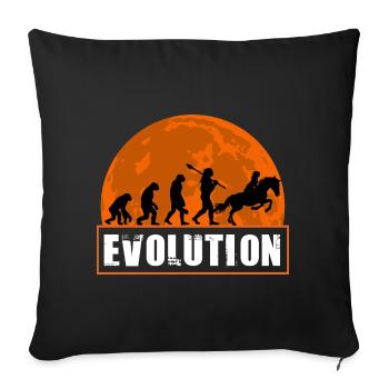 Évolution des courses hippiques, jockey équestre, coucher de soleil - Housse de coussin décorative 45 x 45 cm - noir - Devant