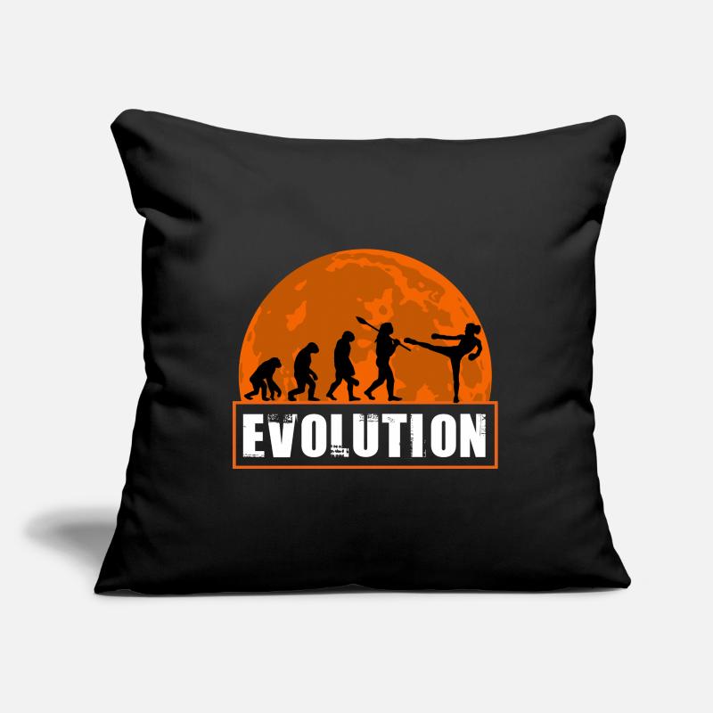 Évolution du kickboxing : arts martiaux drôles rétro Housse de coussin décorative 45 x 45 cm