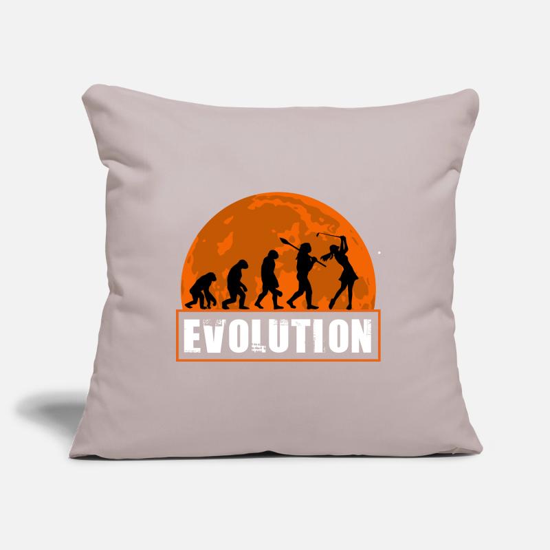Évolution du golf, fille golfeuse Joueuse de golf cadeau Housse de coussin décorative 45 x 45 cm
