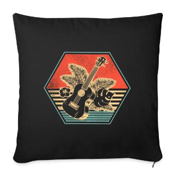 Ukulélé hawaïen ukulélé rétro vintage - Housse de coussin décorative 45 x 45 cm - noir - Devant
