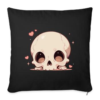 Cuddly Skull Heart Cartoon - Sofa pillowcase 17,3'' x 17,3'' (45 x 45 cm) - black - Front