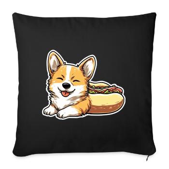 Collant en forme de pain pour hot-dogs Corgi mignon - Housse de coussin décorative 45 x 45 cm - noir - Devant