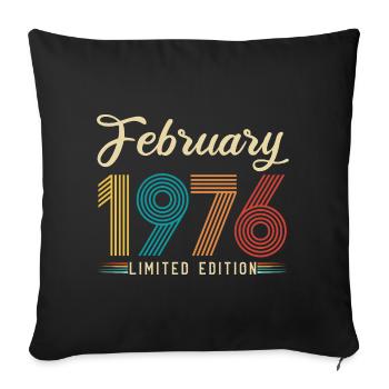 50e Anniversaire Février 1976 50 ans Vintage Rétro - Housse de coussin décorative 45 x 45 cm - noir - Devant