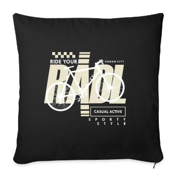 Urban Bike Casual Active Radl Radln - Sofa pillowcase 17,3'' x 17,3'' (45 x 45 cm) - black - Front
