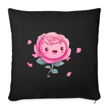 Cuddly Pink Rose Cartoon - Sofa pillowcase 17,3'' x 17,3'' (45 x 45 cm) - black - Front