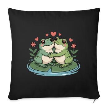Couple grenouilles pour la Saint-Valentin - Housse de coussin décorative 45 x 45 cm - noir - Devant