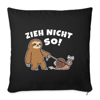 Don't pull like that! Sloth walks with snail - Sofa pillowcase 17,3'' x 17,3'' (45 x 45 cm) - black - Front