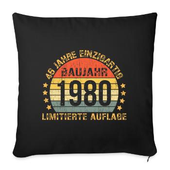 46e anniversaire Homme Femme 46 ans 1980 Anniversaire - Housse de coussin décorative 45 x 45 cm - noir - Devant
