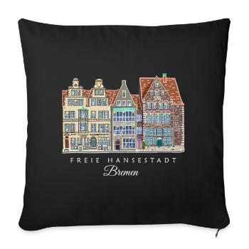Free Hanseatic City of Bremen - Row of Houses Drawing - Sofa pillowcase 17,3'' x 17,3'' (45 x 45 cm) - black - Front