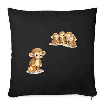 Baby Monkey Punch - Viral Sad Monkey - Sofa pillowcase 17,3'' x 17,3'' (45 x 45 cm) - black - Front