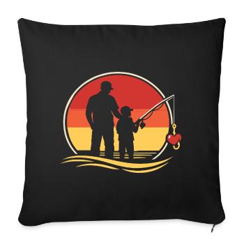 Dad Fishing Silhouette Vintage Father's Day Shirt - Sofa pillowcase 17,3'' x 17,3'' (45 x 45 cm) - black - Front