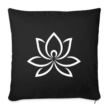 Symbole de méditation fleur de lotus Spiritualité zen - Housse de coussin décorative 45 x 45 cm - noir - Devant