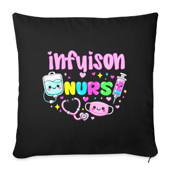 Pflegekraft in Infusion Kawaii Pflegegeschenk - Sofakissenbezug 45 x 45 cm - Schwarz - Vorne