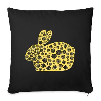 Golden Rabbit Floral Pattern - Sofa pillowcase 17,3'' x 17,3'' (45 x 45 cm) - black - Front