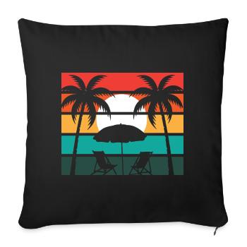 Beach palm and sun - Sofa pillowcase 17,3'' x 17,3'' (45 x 45 cm) - black - Front