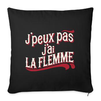 J'peux pas j'ai la flemme - rouge - Housse de coussin décorative 45 x 45 cm - noir - Devant