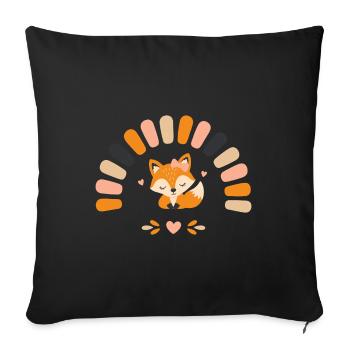 Cute Boho Fox Design - Sofa pillowcase 17,3'' x 17,3'' (45 x 45 cm) - black - Front
