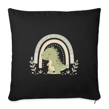 Cute Dino Rainbow – Kindergarten Child Dino - Sofa pillowcase 17,3'' x 17,3'' (45 x 45 cm) - black - Front