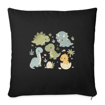 Design des enfants dinosaures mignons - Housse de coussin décorative 45 x 45 cm - noir - Devant