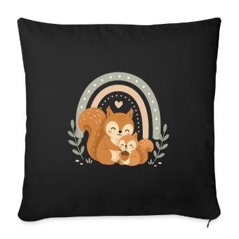 Squirrel Family Boho Rainbow - Sofa pillowcase 17,3'' x 17,3'' (45 x 45 cm) - black - Front