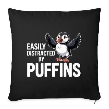 Easily Distracted By Puffins Lustiger - Sofa pillowcase 17,3'' x 17,3'' (45 x 45 cm) - black - Front