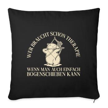 Bogensport Retro Capybara Wer braucht Therapie - Sofakissenbezug 45 x 45 cm - Schwarz - Vorne