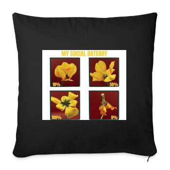 My Social Battery Funny Yellow Tulip Flower  - Sofa pillowcase 17,3'' x 17,3'' (45 x 45 cm) - black - Front