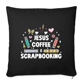 Jésus Café Scrapbooking - Housse de coussin décorative 45 x 45 cm - noir - Devant