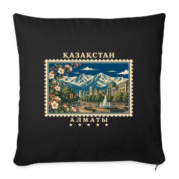 Kasachstan Almaty Vintage Reisemarke - Sofakissenbezug 45 x 45 cm - Schwarz - Vorne