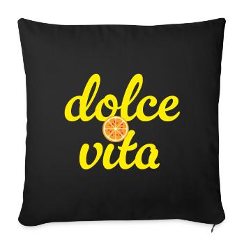Dolce Vita Orange Sommer Fun Party Italien Zitrus - Sofakissenbezug 45 x 45 cm - Schwarz - Vorne