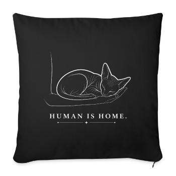Sphynx Cat – Human Is Home - Sofa pillowcase 17,3'' x 17,3'' (45 x 45 cm) - black - Front