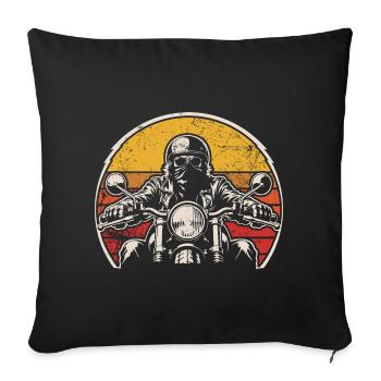 Retro motorcyclist in sunset - Sofa pillowcase 17,3'' x 17,3'' (45 x 45 cm) - black - Front