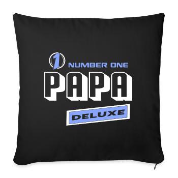 Papa Number One Deluxe Bester Familie Family - Sofakissenbezug 45 x 45 cm - Schwarz - Vorne