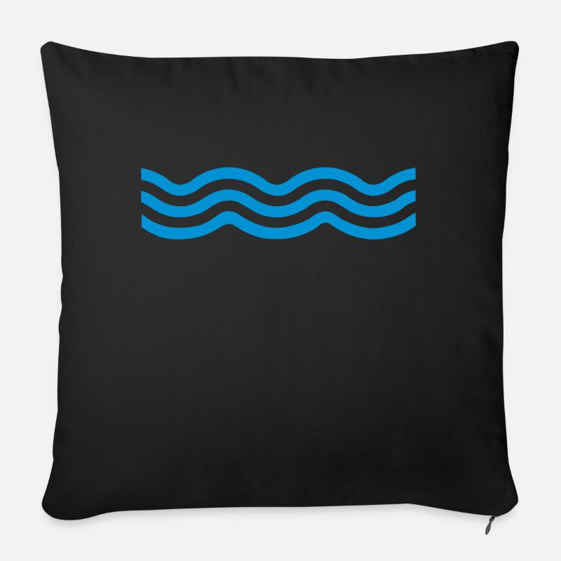 Blaue Wellen - Sofakissenbezug 45 x 45 cm - Schwarz