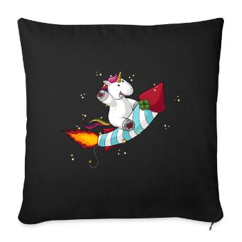 Comic Rocket Unicorn - Housse de coussin décorative 45 x 45 cm - noir - Devant