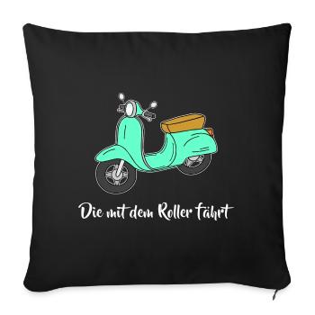 Retro - Die mit dem Roller fährt - Sofakissenbezug 45 x 45 cm - Schwarz - Vorne