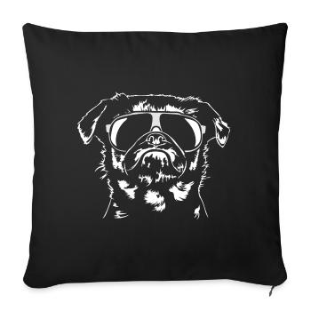 PETIT BRABANCON Zwerggriffon cool Wilsigns Hunde - Sofakissenbezug 45 x 45 cm - Schwarz - Vorne